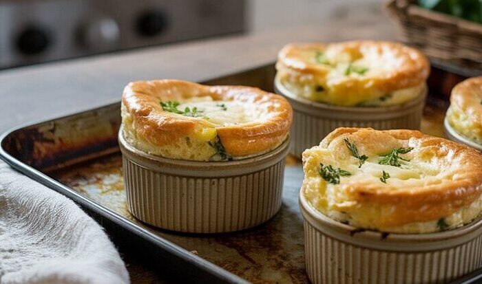 Soufflé de parmesano y hierbas